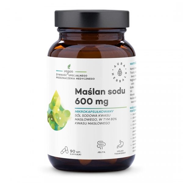 Maślan sodu mikrokapsułkowany 600 mg, Aura Herbals, 90 kapsułek