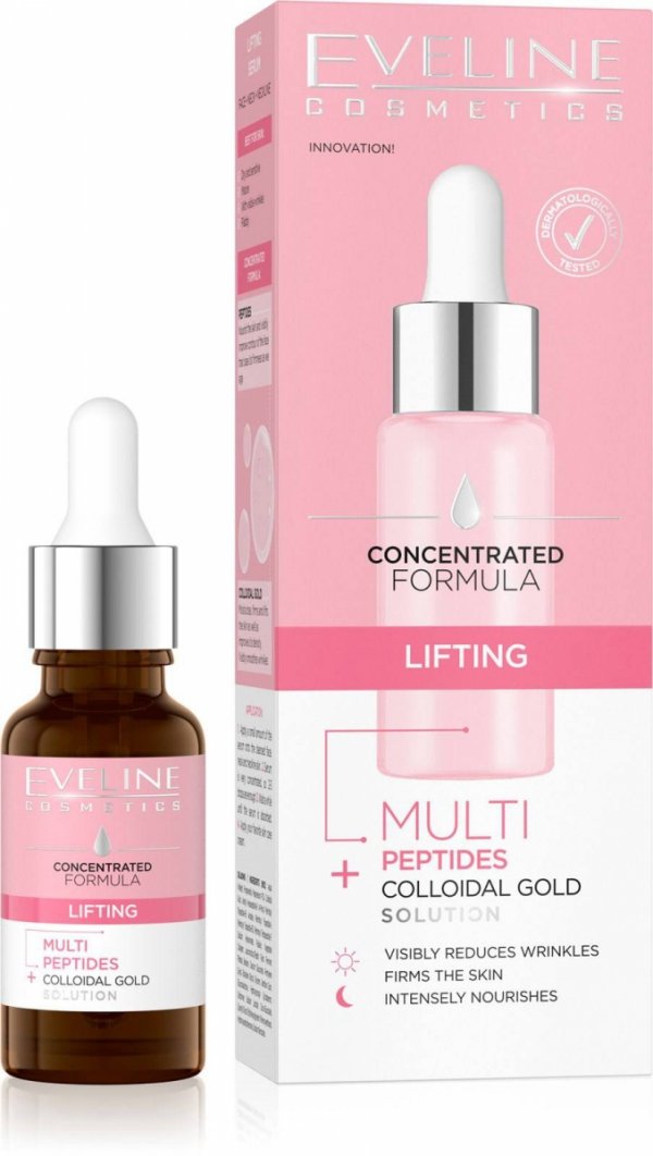 Eveline Concentrated Formula Liftingujące Serum z Multi Peptydami na Twarz Szyję i Dekolt, 18ml
