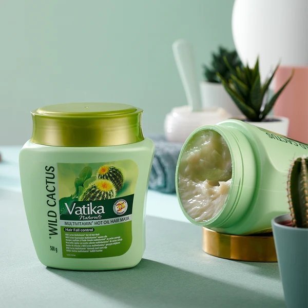 Маска для волос с кактусом против выпадения волос, Vatika Dabur, 500г