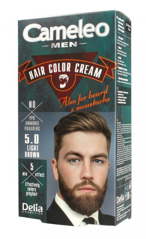 DELIA COSMETICS CAMELEO MEN Krem koloryzujący do włosów, brody i wąsów 5.0 Light Brown  30ml