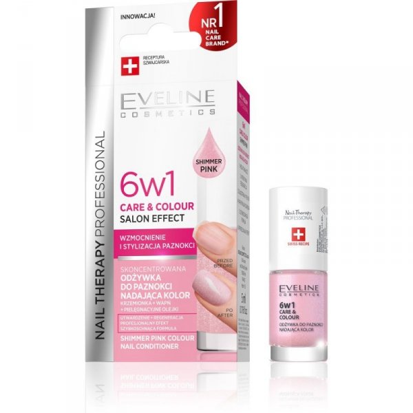 EVELINE Nail Therapy Professional Skoncentrowana odżywka do paznokci nadająca kolor - SiImmer Pink  5 ml