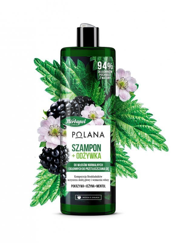 HERBAPOL Polana Szampon i odżywka do włosów 2w1 - Jeżyna & Pokrzywa & Mentol  400ml