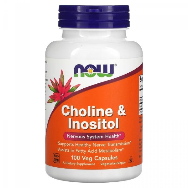 Cholina 250 mg + Inozytol 250 mg, NOW Foods, 100 kapsułek
