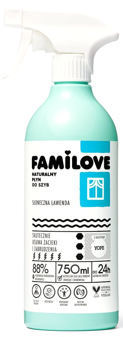 Naturalny płyn do szyb Słoneczna lawenda, FAMILOVE, 750 ml