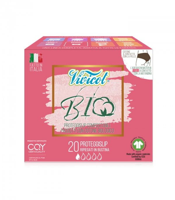 Wkładki higieniczne, SKŁADANE, z organicznej bawełny, niebielone chlorem, Vivicot BIO, 20 sztuk