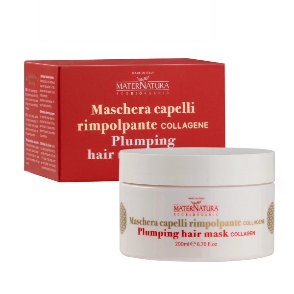 Wypełniająca, przeciwstarzeniowa maska ​​do włosów z kolagenem, MaterNatura, 200ml