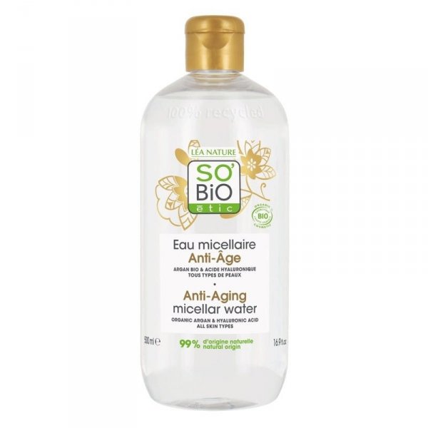 Woda micelarna przeciwzmarszczkowa z olejkiem arganowym, EcoCert, SO'BiO étic, 500ml