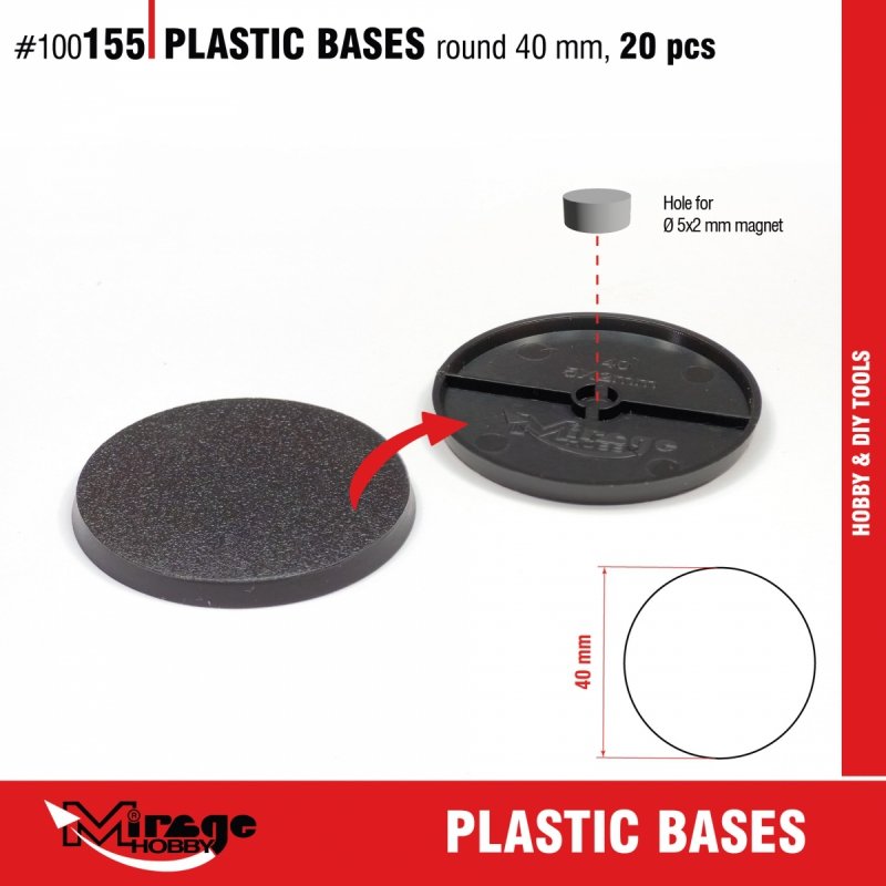 MIRAGE 100155 PLASTIC BASES - ROUND 40mm (SET 20pcs) (podstawki) 