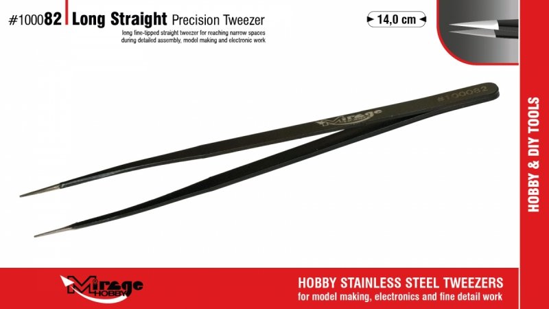 MIRAGE 100082 PĘSETA LONG STRAIGHT PRECISION TWEEZER 14cm