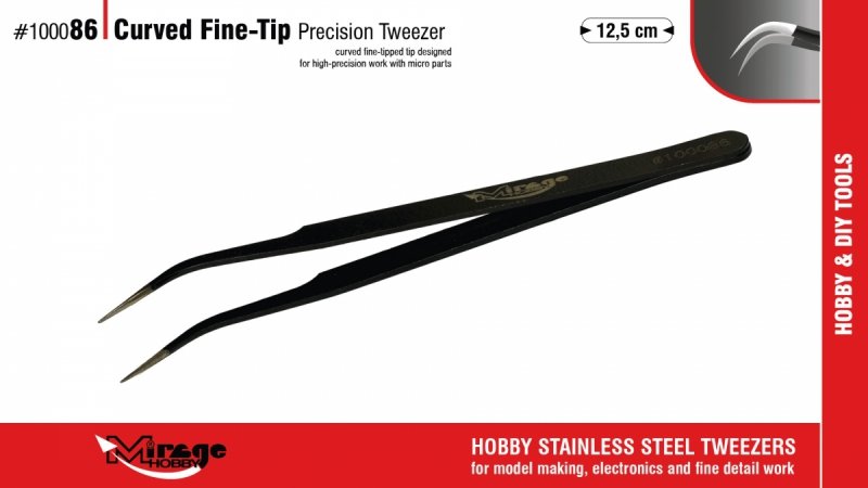 MIRAGE 100086 PĘSETA CURVED FINE-TIP PRECISION TWEEZER 12,5cm 