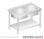 Stół z dwoma zlewami i półką DM 3212 szerokość: 700 mm (1000x700x850)