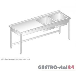 Stół z dwoma zlewami DM 3010 szerokość: 600 mm (1400x600x850)