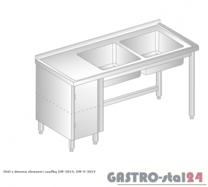 Stół z dwoma zlewami i szafką DM 3015 szerokość: 700 mm (1400x700x850)