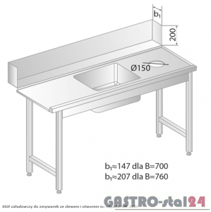 Stół załadowczy do zmywarek ze zlewem i otworem na odpadki DM 3257 szerokość: 700 mm (1200x700x850)