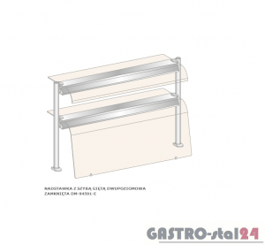 Nadstawka z szybą giętą dwupoziomowa zamknięta z oświetleniem diodwym DM-94591 O-E wym. 1573x480x770