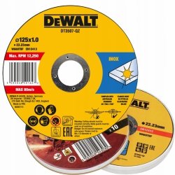 Tarcza DeWALT DT3507 125x1 x22,23mm do cięcia stali nierdzewnej Inox 10szt.