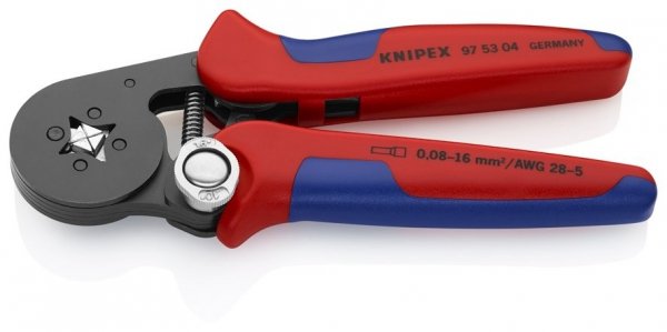 Samonastawne szczypce do zagniatania tulejek kablowych z ładowaniem bocznym Knipex 97 53 04