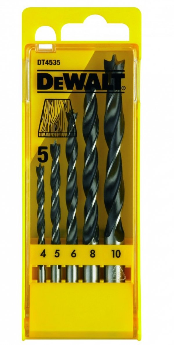 Zestaw 5 wierteł spiralnych do drewna z końcówką pilotującą DeWalt DT4535