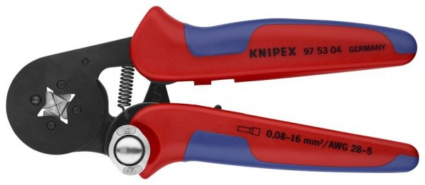 Samonastawne szczypce do zagniatania tulejek kablowych z ładowaniem bocznym Knipex 97 53 04