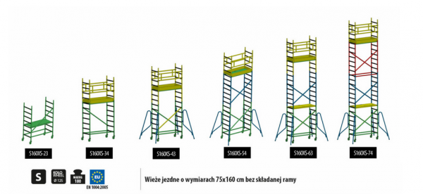 Rusztowanie  TOP FLEX 4,96m wieża jezdna o wymiarach 75 x 160 cm   Faraone  S160XS-43