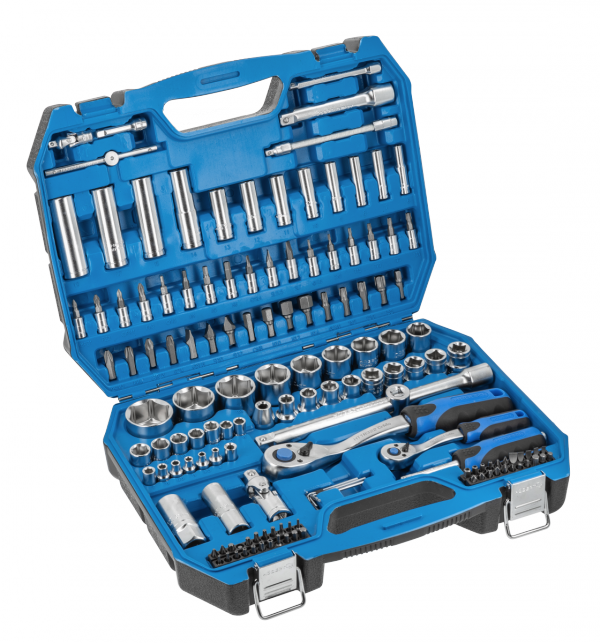Zestaw narzędzi kluczy nasadowych 1/4 1/2 Hogert HT1R440 144szt.