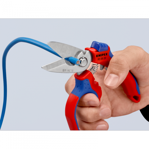 Nożyczki kątowe dla elektryków Knipex 95 05 20 SB z drobnymi ząbkami