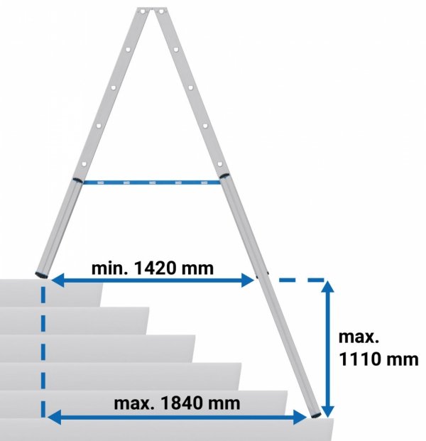 Teleskopowa drabina na schody wolnostojąca dwustronna  KRAUSE  2x7 stopni  134899