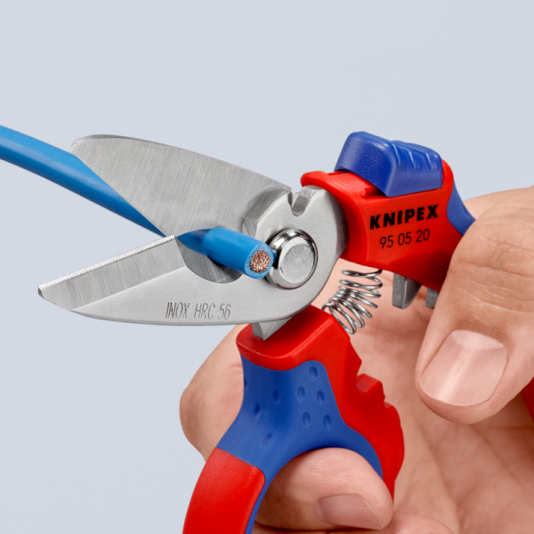 Nożyczki kątowe dla elektryków Knipex 95 05 20 SB z drobnymi ząbkami