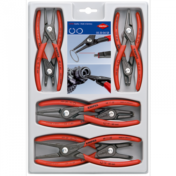 Zestaw 8-częściowy szczypiec do pierścieni osadczych Knipex 00 20 04 SB