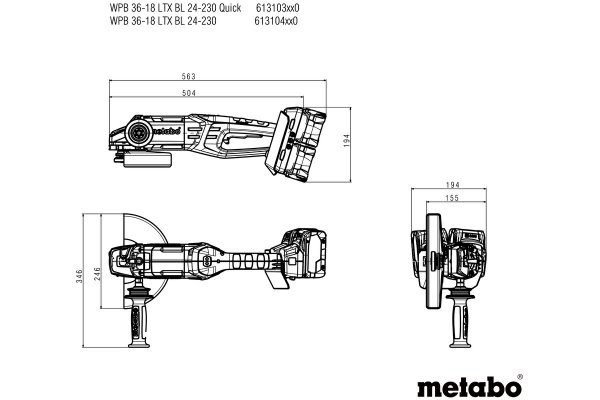 Szlifierka kątowa Metabo WPB 36-18 LTX BL 24-230 Quick 613103840
