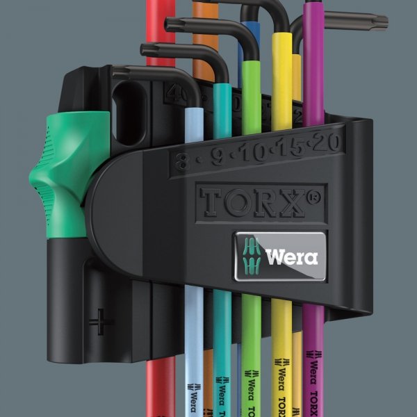 Zestaw kluczy trzpieniowych TORX® BO Multicolour, BlackLaser, z magnetyzerem, 9 części WERA | 05073599001