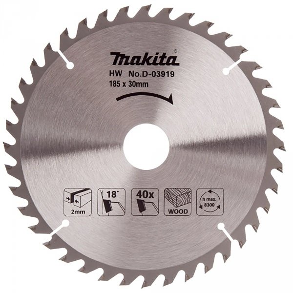 Tarcza do drewna Makita Standard T.C.T, 185 x 30 mm, 40Z D-03919