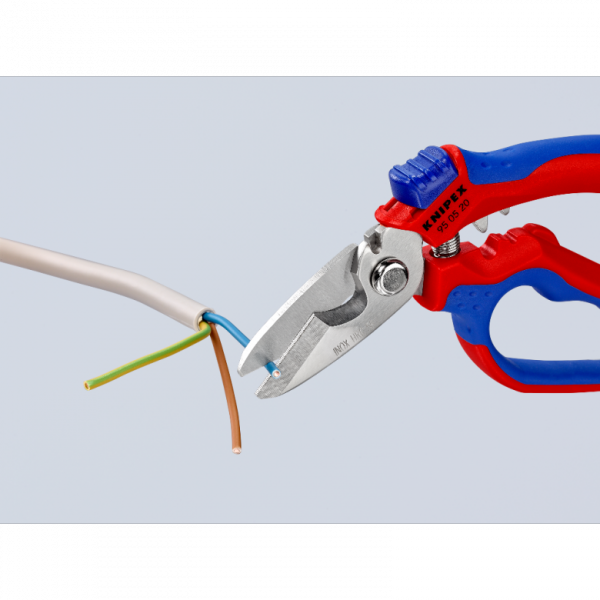 Nożyczki kątowe dla elektryków Knipex 95 05 20 SB z drobnymi ząbkami