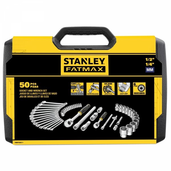 Zestaw kluczy nasadowych z grzechotką Stanley FMMT82827-1 1/2 1/4