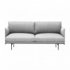 Muuto OUTLINE Sofa 2-Osobowa - Jasnoszara - Tkanina Vancouver 14 / Czarne Nogi