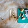 Georg Jensen COPENHAGEN Zestaw Sztućców 4 El. / Sztućce Złote Matowe