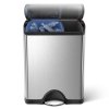 simplehuman TRASH Dwukomorowy Stalowy Kosz na Śmieci 46 l / Srebrny