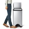 simplehuman TRASH Prostokątny Pedałowy Kosz na Śmieci 30 l / Stalowy Srebrny