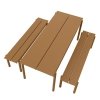 Muuto LINEAR Zestaw Mebli Ogrodowych - Stół 200 cm + 2 Ławki - Pomarańczowy
