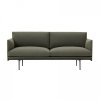 Muuto OUTLINE Sofa 2-Osobowa - Ciemnozielona - Tkanina Fiord 961 / Czarne Nogi