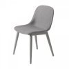 Muuto FIBER SIDE Krzesło z Drewnianą Ramą - Szare Tapicerowane (Remix 133)