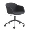 Muuto FIBER ARMCHAIR SWIVEL BASE Krzesło Obrotowe na Kółkach Czarne - Siedzisko Tapicerowane Czarną Tkaniną Remix 183 / Metalowa Rama