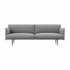 Muuto OUTLINE Sofa 3-Osobowa - Jasnoszara - Tkanina Fiord 151 / Czarne Nogi