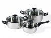 Funktion KITCHEN Zestaw Garnków Stalowych 6 El. / Srebrny z Czarnymi Uchwytami