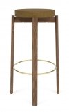 Audo PASSAGE Hoker - Krzesło Barowe 75 cm Orzech / Siedzisko Tapicerowane - Tkanina Bouclé 06