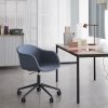 Muuto FIBER ARMCHAIR SWIVEL BASE Krzesło Obrotowe na Kółkach Czarne - Siedzisko Tapicerowane Czarną Tkaniną Remix 183 / Metalowa Rama