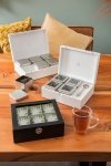 Bredemeijer TEA BOX Drewniany Pojemnik z Okienkiem na Herbatę w Saszetkach - 6 Przegródek / Czarny