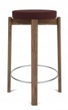 Audo PASSAGE Hoker Tapicerowany - Krzesło Barowe 66 cm Orzech / Obręcz Srebrna - Tkanina Vidar 0693