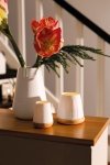 Rader POETRY Lampion Porcelanowy 16,5 cm na Drewnianej Podstawie / Biały