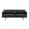Muuto OUTLINE Sofa 2-Osobowa - Czarna Skóra / Czarne Nogi
